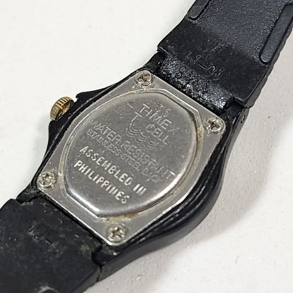 Timex T Cell Wrist Watch Women Black Band Vintage New Battery